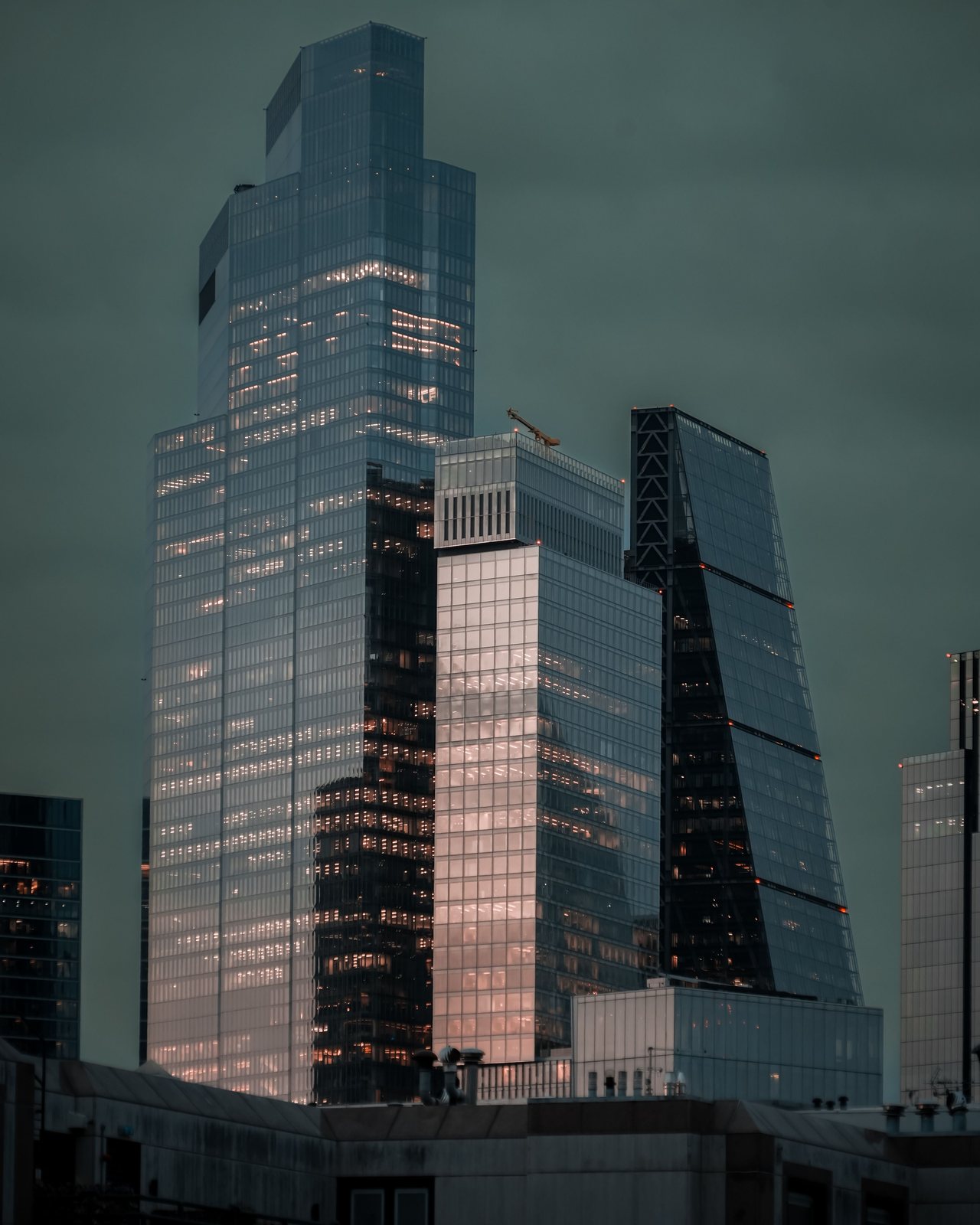City office towers rising against the sky